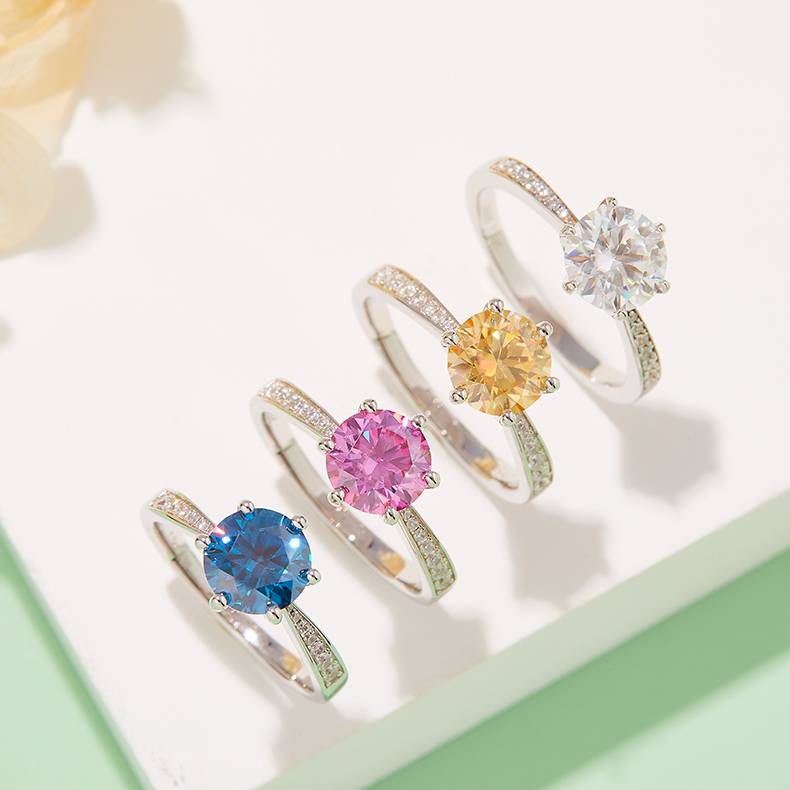 微镶灵动S925银镀白金MoissaniteWomen's Ring1.5ctD级